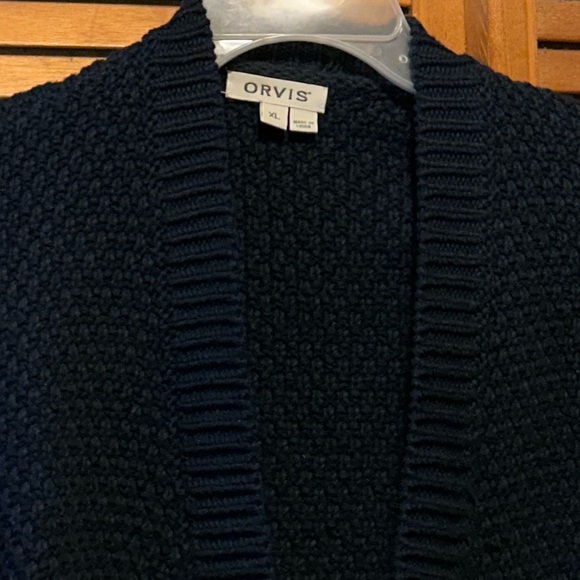 Orvis Navy Blue Chunky Knit Cardigan - Picture 3 of 16